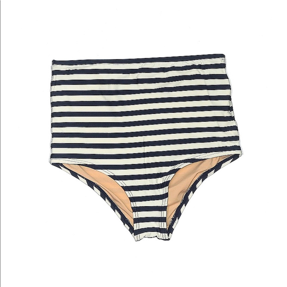 J. Crew navy and white high waisted bikini bottoms size small
